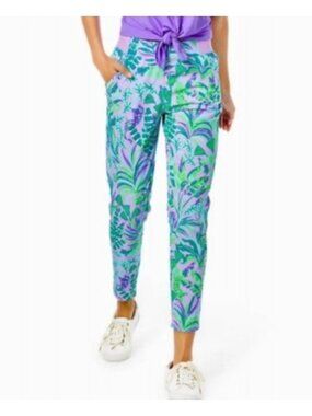NEW Lilly Pulitzer Luxletic Run Around Pants UPF 50 Purple Iris Pull-On Vacation